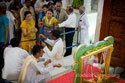 Spiritual Seekers Taking Blessings From Lord Shree Krishna
